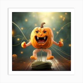 Halloween Yelling Pumpkin Art Print