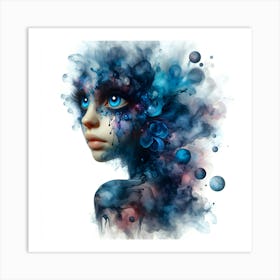 Digital Of A Girl With Blue Eyes 1 Art Print