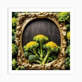 Gold Frame With Broccoli Art Print