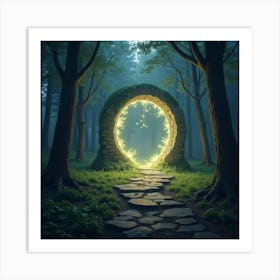 Mystical Portal In The Forest Glowing With Energy 1 Art Print