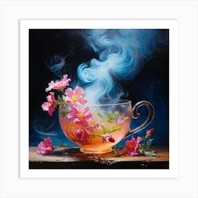 Tea Cup With Flowers Art Print