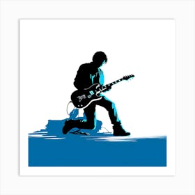 Silhouette Of A Guitar Player 3 Art Print