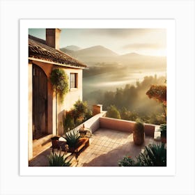 Firefly Rustic Rooftop Spanish Villas Landscape 44350 Art Print