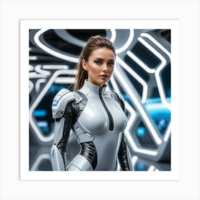 Futuristic Woman In Futuristic Suit 1 Art Print