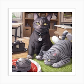 Cats On The Table Art Print