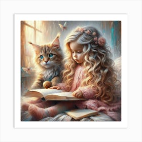 Little Girl Reading A Book 13 Art Print