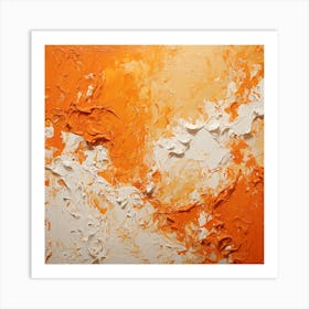 Abstract Orange And White Painting Art Print