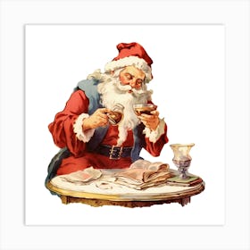 Santa Claus Drinking Coffee Art Print