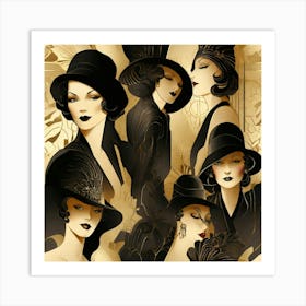 Art Deco Women's Silhouettes 1 Art Print