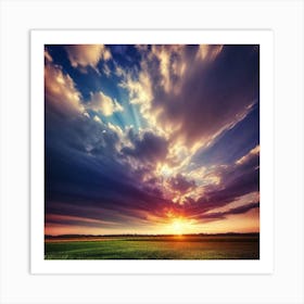 Sunset Over A Field 17 Art Print