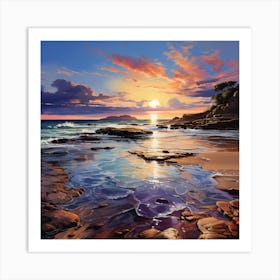 Sunset At The Beach 1 Art Print