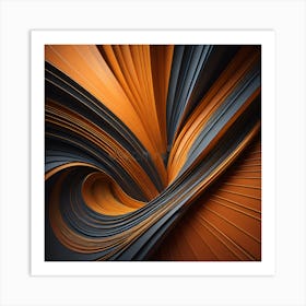 Abstract Orange And Black Swirls Art Print