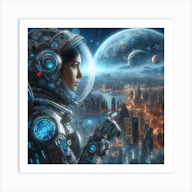 Space Woman finding New Earth Art Print