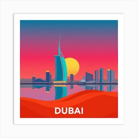 Dubai Skyline At Sunset Affiche