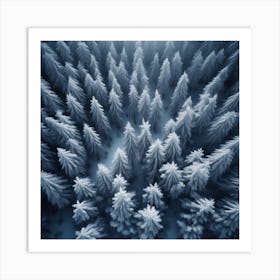 Aerial View Of Snowy Forest 17 Art Print