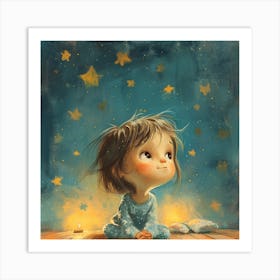 Little Girl With Stars 1 Art Print