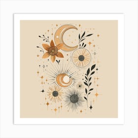 Minimalist Boho Celestial Moon 24 Art Print