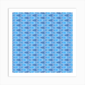 Beach Water Tessellating Fishes In Tranquil Blue Hues Art Print