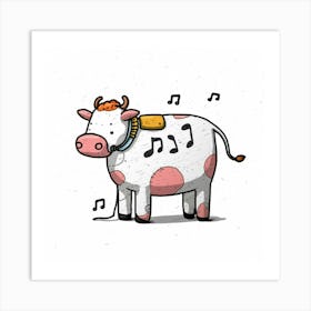 Cow With Music Notes Art Print