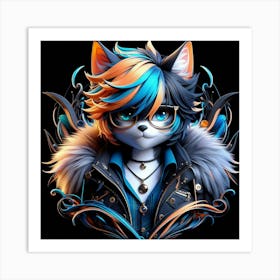 Cat With Glasses 10 Art Print