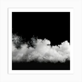 White Smoke On Black Background With Copy Space Art Print