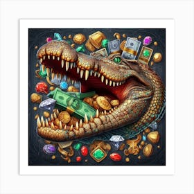 Crocodile Gold Art Print