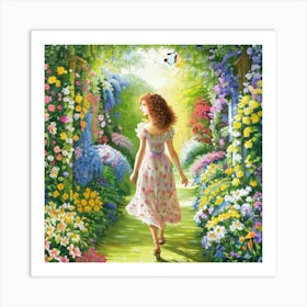 Girl In A Garden 17 Art Print