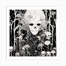 Skeleton In The Woods Art Print