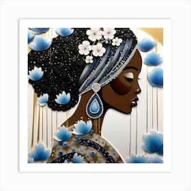 Afrofuturism Japanese textured Monohromatic Art Print