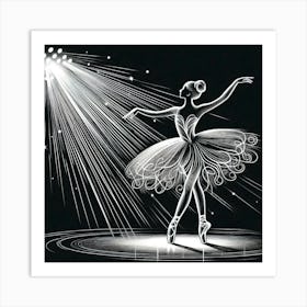 Line Art ballerina body Art Print