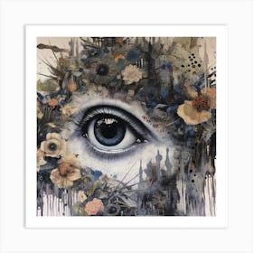 Floral Eye Surreal Print Art Print