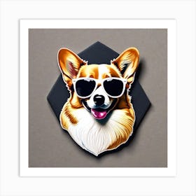 Corgi Dog In Sunglasses Art Print
