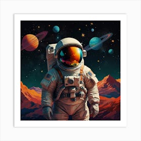 Astronaut Colorful Illustration Art Print Art Print