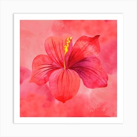 Red Hibiscus Flower Art Print