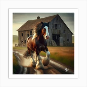 Clydesdale Trotting On A Dirt Track 2 Copy Art Print