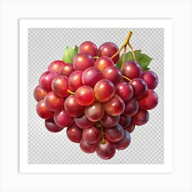 Bunch Of Red Grapes With Green Leaves Art Print