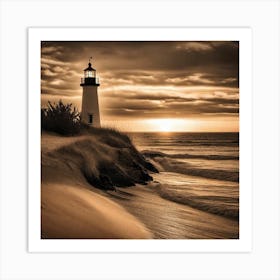 Lighthouse At Sunset 29 Art Print