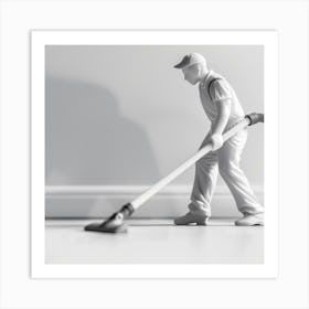 Portrait Of A Cleaning Man Art Print