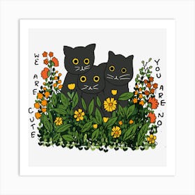 Cute black cats Art Print