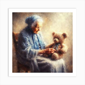 Old Lady With Teddy Bear 5 Art Print