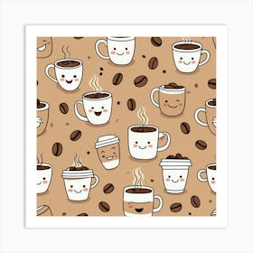 Coffee Pattern 6 Art Print