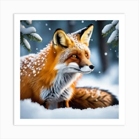 Fox In The Snow 8 Art Print