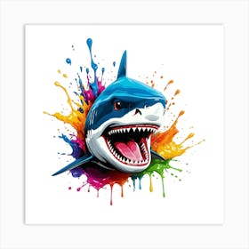 3D Splash Shark Art Print