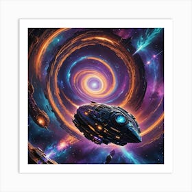 Alien Spaceship In A Wormhole Art Print