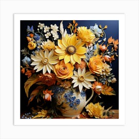 Dreamy Vase Painting Life With Modern Flowers Art Print