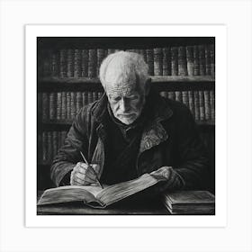 Old Man Reading A Book 1 Art Print