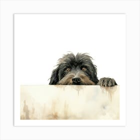 Dog Peeking Over The Wall 7 Art Print