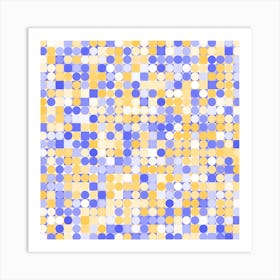 Blue And Yellow Dots 1 Art Print