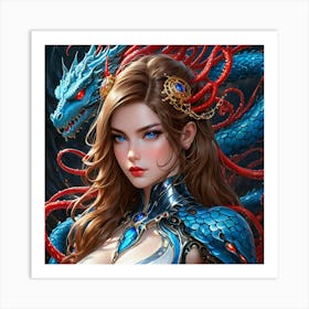 Girl With A Dragon poi Art Print