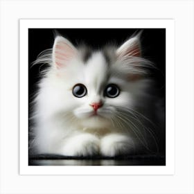 White Cat With Big Eyes Art Print